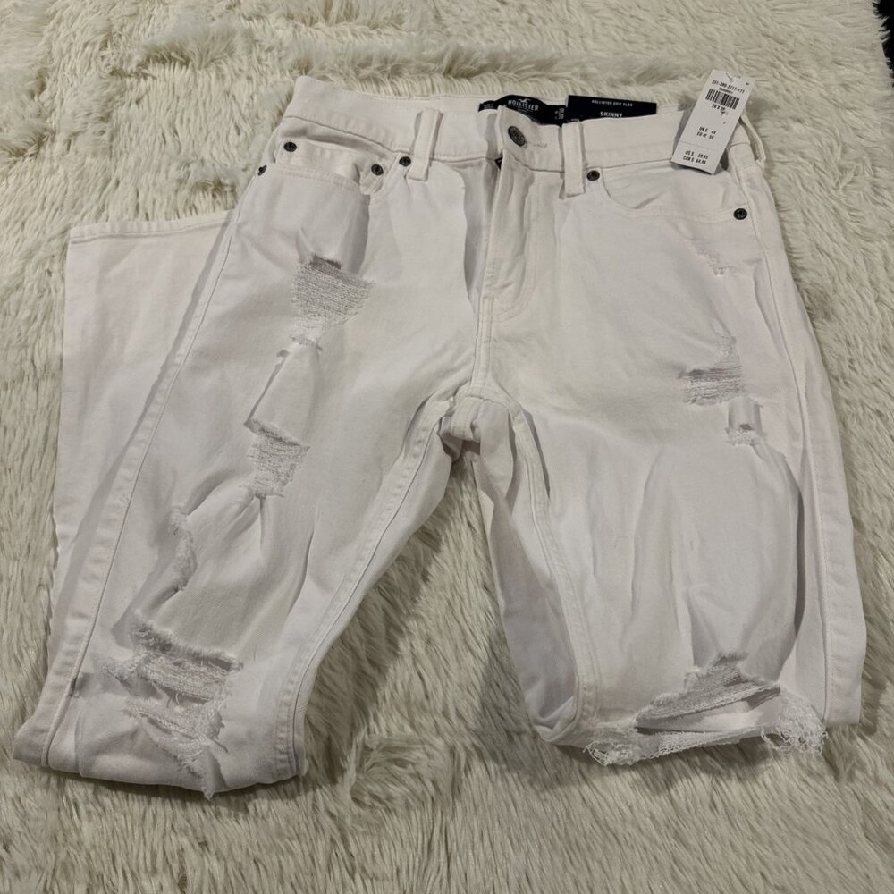 Hollister womens Epic Flex White distressed skinny jeans 28 NWT